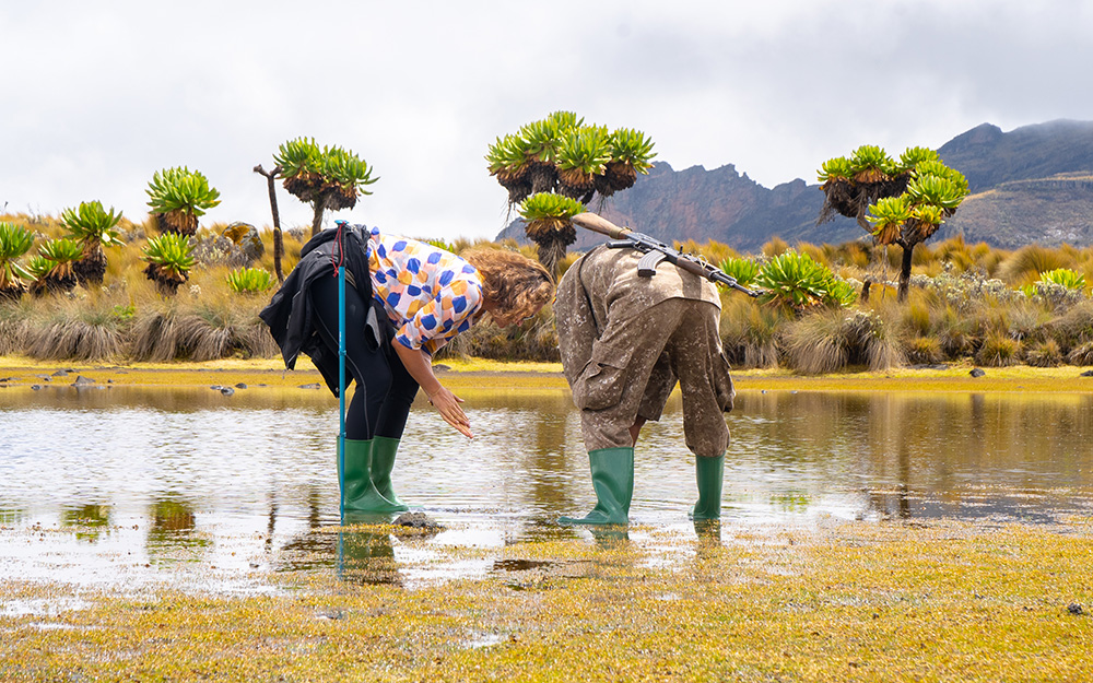 A tourist exploring the Elgon caldera