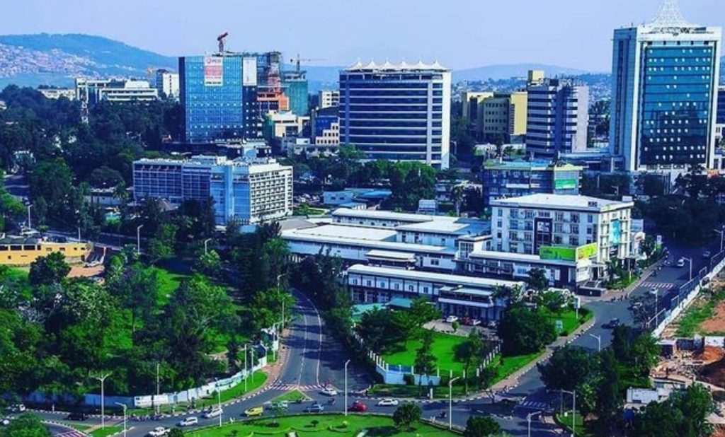 An aerial view of Kigali City