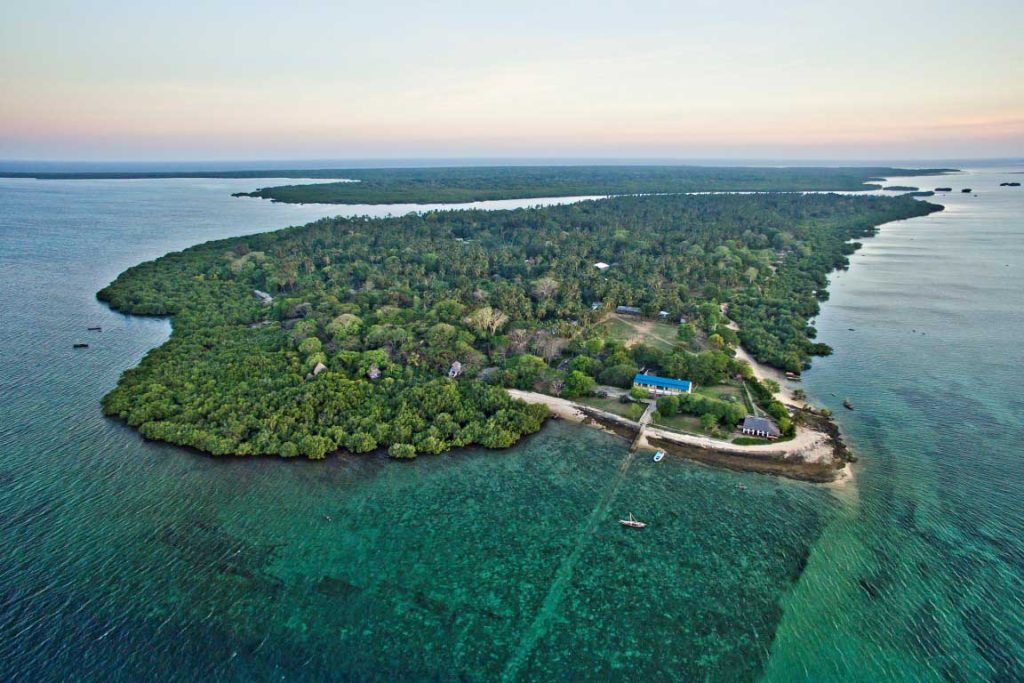 An aerial view of Mafia Island Marine Park.