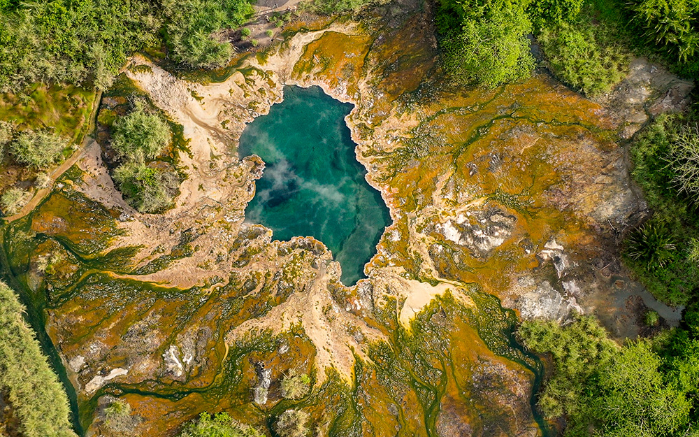 An aerial view of Sempaya Hot Springs
