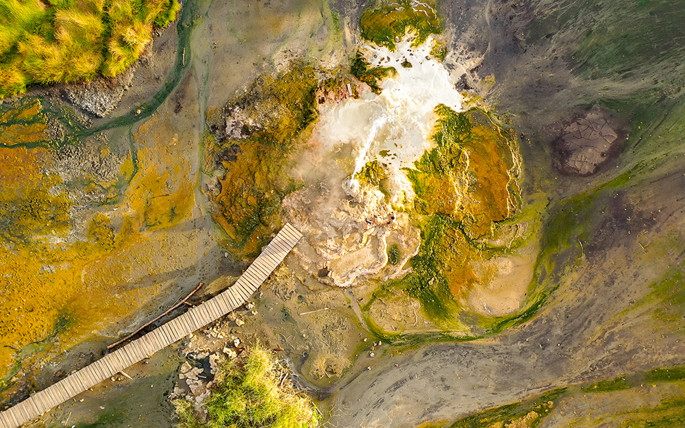 An aerial view of Sempaya Hot springs in Semuliki