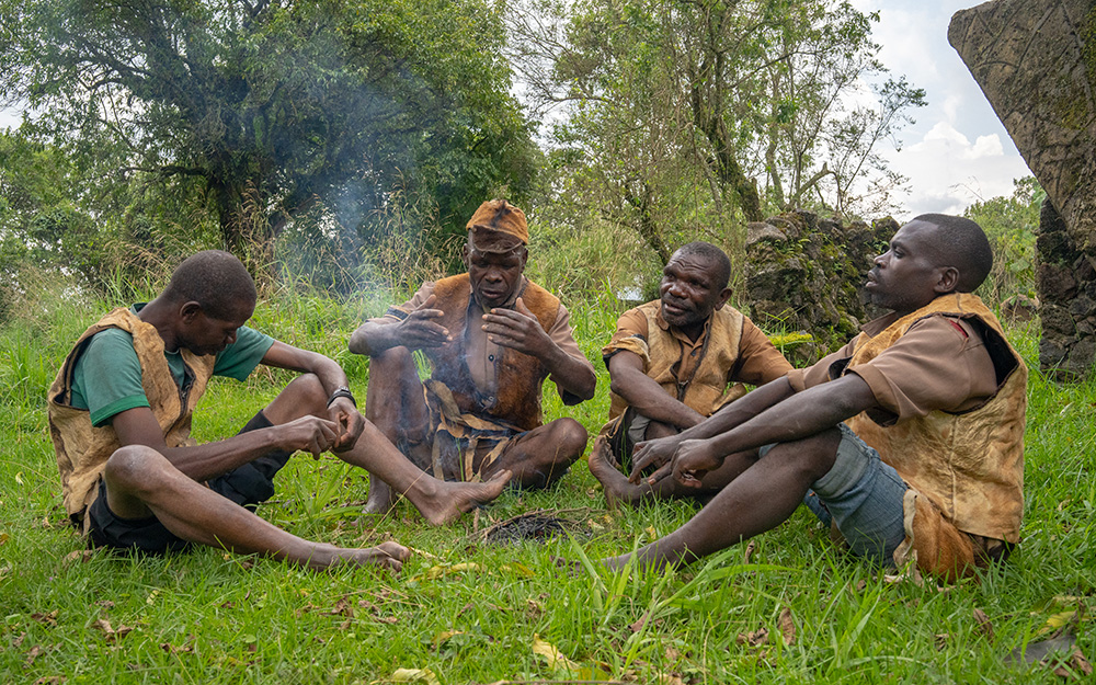 Batwa men showcasing their forest way of life