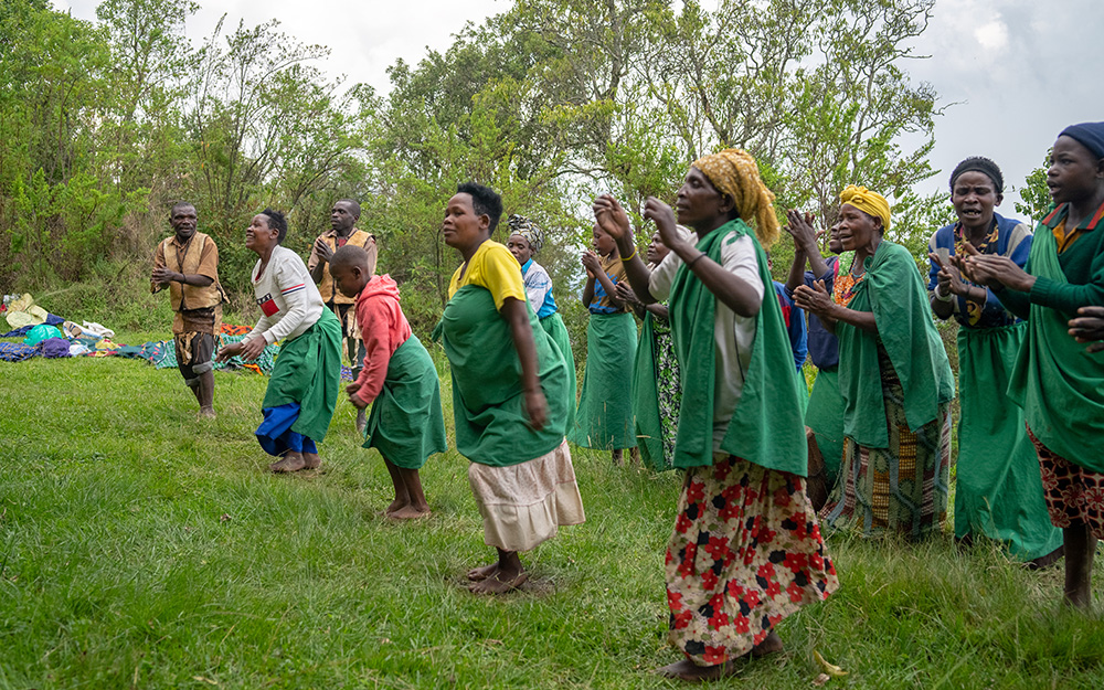 Batwa people welcoming guests in their homeland