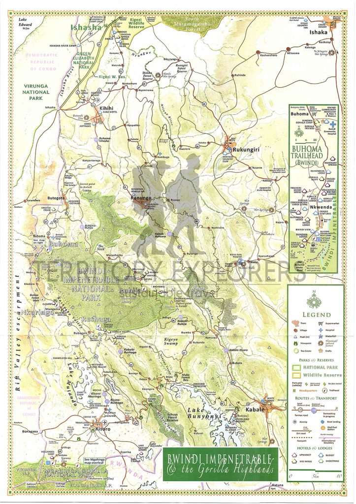 Bwindi Impenetrable National Park and Gorilla Highlands Map