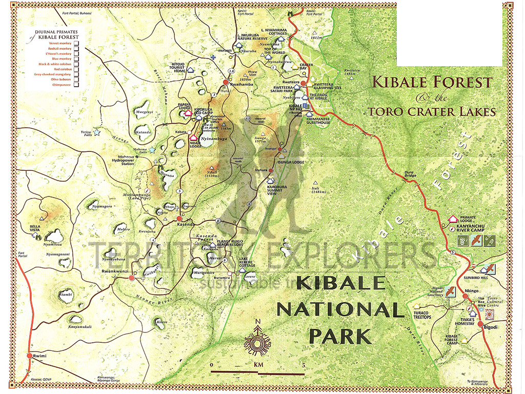 Kibale Forest NP and the Toro Craters Map