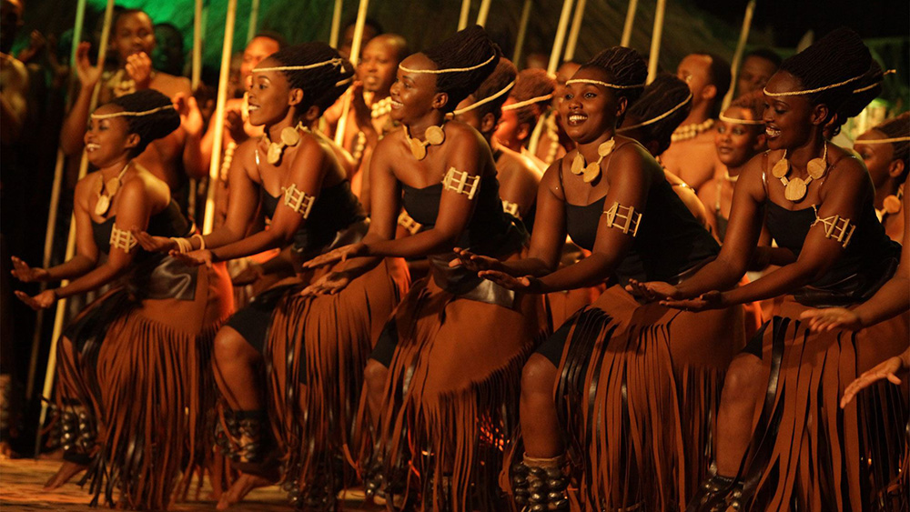 Rwanda women dancing to their cultural music