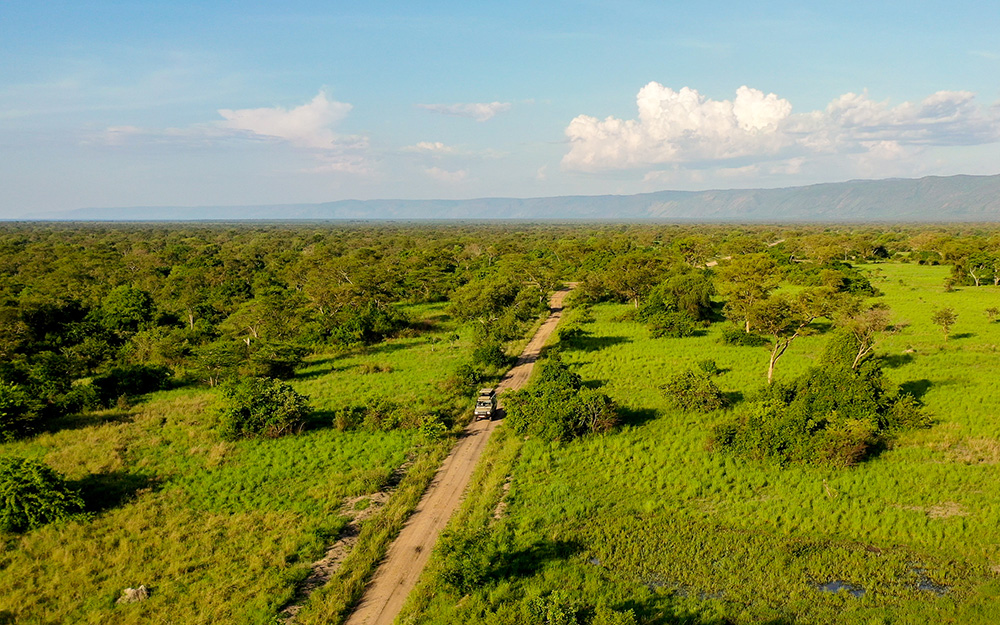Tourists driving through Semuliki National Park