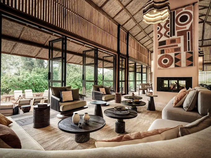 A luxury lodge's guest area in Buhoma